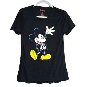 Disney Mickey Mouse Skeleton Graphic T-Shirt Black Mens Medium Halloween